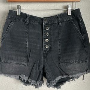 Free People - Black Button Down Shorts - Size 26/2R
